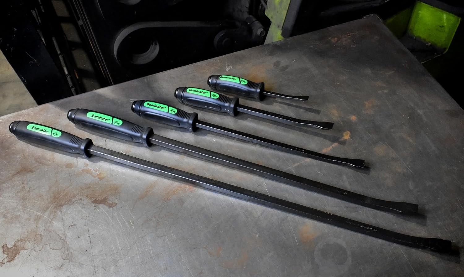 Mayhew Tools 61366GN Dominator Pry Bar Set, 8", 12", 17", 25" & 31" Curved Pry Bars, Green