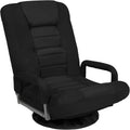 Best Choice Products Swivel Gaming Chair 360 Degree Multipurpose Floor Chair Rocker for TV, Reading, Playing Video Games w/Lumbar Support, Armrest Handles, Adjustable Foldable Backrest - Black/Black
