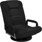 Best Choice Products Swivel Gaming Chair 360 Degree Multipurpose Floor Chair Rocker for TV, Reading, Playing Video Games w/Lumbar Support, Armrest Handles, Adjustable Foldable Backrest - Black/Black