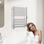 Heated Wall Mounted Electric Towel Warmer Rack,Timer & Temperature Control, 8 Bar Stainless Steel Towel Heater for Bathroom (Brushed, 8 Bars)