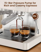(2026 Upgrade) Espresso Machine with Grinder, 15 Bar Expresso Coffee Machines, Professional Coffee Maker for Latte&Cappuccino with Milk Frother, Expresso Machines for Home Descaling Kit Included White