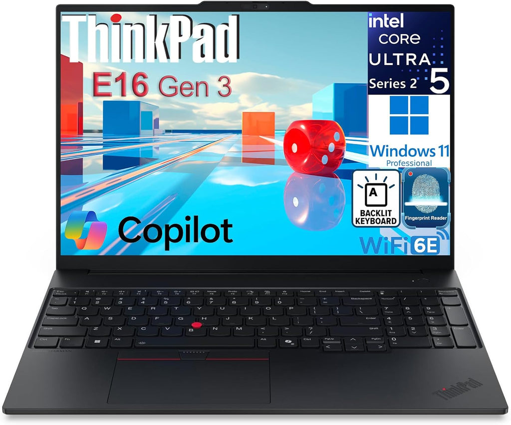 Lenovo ThinkPad E16 Gen 3 16" FHD+ Business Laptop Computer  Intel 14-Core Ultra 5 225H  16GB DDR5  512GB SSD  WiFi 6E  Bluetooth 5.3  Backlit Keyboard  Fingerprint Reader  Windows 11 Pro  no Mouse
