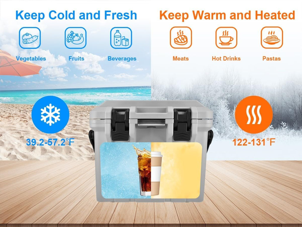 Monoprice Emperor 15 Portable Refrigerator 15L with Car Plug Adapter, 12V DC for Car/SUV/Truck/Van/RV, Chiller/Warmer, Holds Up to 19 Cans, Rotomolded Construction, Integrated Handle and Bottle Opener