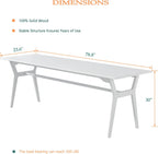 Solid Wood Study Desk - 78.8" Double Long Computer Table for Home Office, 2-Person PC Workstation, White
