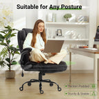 Office Chair, Big and Tall Executive Chairs with Lumbar Support for Back Pain, Breathable Fabric Desk Computer Chair with Adjustable Flip-up Armrests,Wide Cushion Swivel Home Office Chair Black,Black