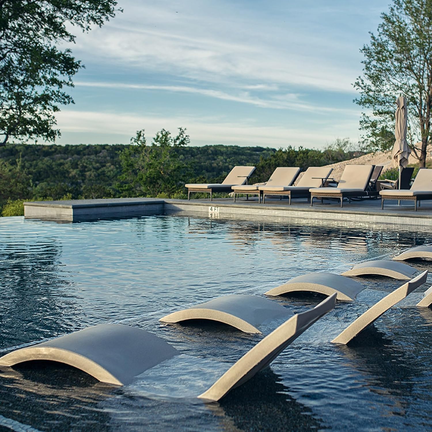 Ledge Lounger - Signature Chaise - Inside Pool & Sun Shelf Lounge Chair - Designed for Shallow Shelves Up to 9” - Compatible with All Pool Types - Poolside & Sun Deck Tanning - Set of 2 - Sandstone