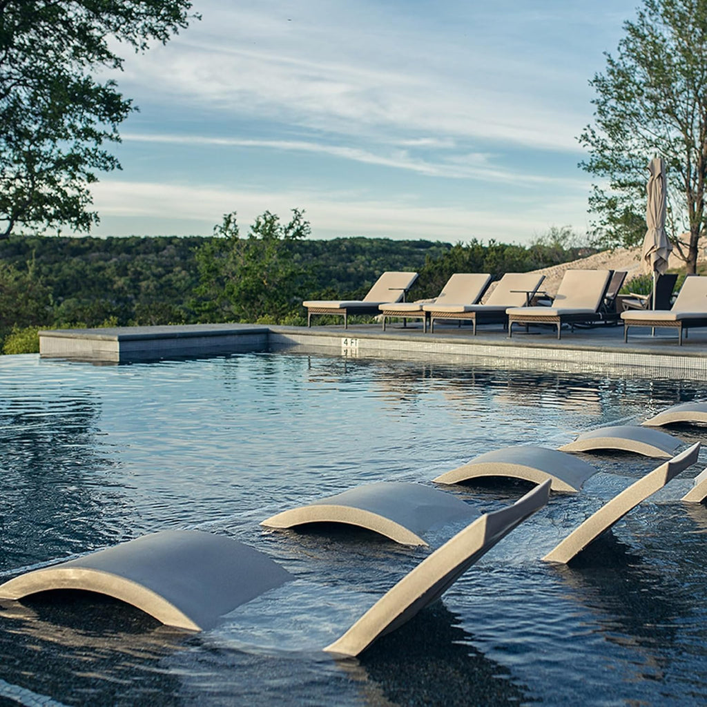 Ledge Lounger - Signature Chaise - Inside Pool & Sun Shelf Lounge Chair - Designed for Shallow Shelves Up to 9” - Compatible with All Pool Types - Poolside & Sun Deck Tanning - Set of 2 - Sandstone