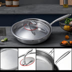 12 Inch Titanium Nonstick Frying Pan, 5-Layer Hammered Titanium-Alloy Skillet with Lid, PFOA/PFOS/Lead/Cadmium Free, Oven & Dishwasher Safe, Induction Cooktop Compatible