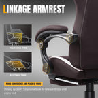 GTPLAYER Gaming Chair with Foot Rest & Pocket Spring Cushion, Breathable Fabric for Home Office Desk, Ergonomic High Back Computer Chair with Headrest & Lumbar Support, Brown