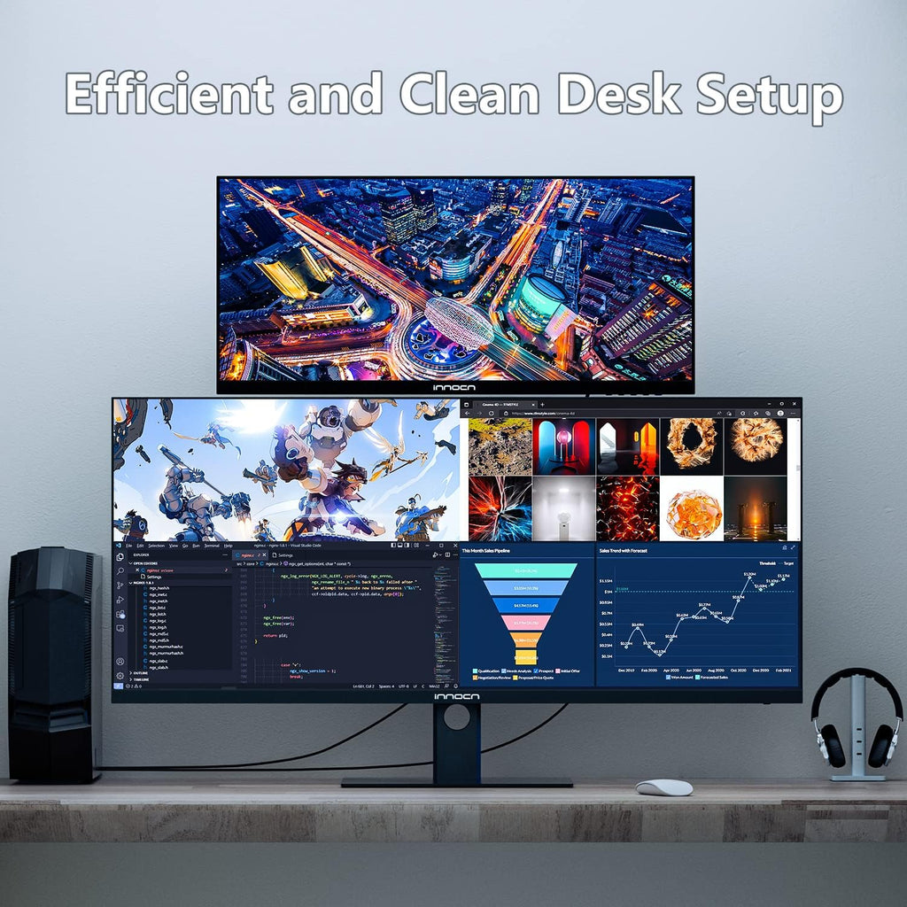 INNOCN 40C1R Ultrawide Monitor 40" WQHD 3440 x 1440p 144Hz FreeSync Premium HDR400 21:9 Computer Display 95% DCI-P3 500Nits IPS USB Type-C HDMI Tilt/Height Adjustable  Mountable