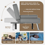 Homall Futon Sofa Bed, Leather Futon Couch with Removable Armrests, Adjustable Recliner Sleeper Sofa Bed with Dual Cup Holders for Living Room, Apartment, Office (Gray)