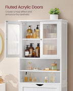 VASAGLE Storage Cabinet, Freestanding Storage Unit with Adjustable Shelves, Drawer, Open Compartments, for Bathroom, Living Room, Kitchen, Cloud White UBBC768WH01S