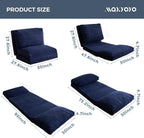 MAXYOYO Folding Sofa Bed, Floor Sofa Convertible Sleeper Chair with Washable Cover, Floor Couch Lounge Bean Bag Chair Bed for Living Room, Navy, 30x95 Inch