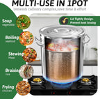 36-Quart Stainless Steel Seafood Boil Pot with Lid,Crab, Lobster, Shrimp Boil Stock with Strainer, Turkey Fryer Pot, Stock Boiler Deep,Fried Cooker for Commercial Outdoors