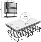 75''x46'' Folding Bed with Mattress for Adults, Large Size Rollaway Folded Bed for Hospital/School/Living Room, Sturdy Frame, Big Space, Comfortable Sleep