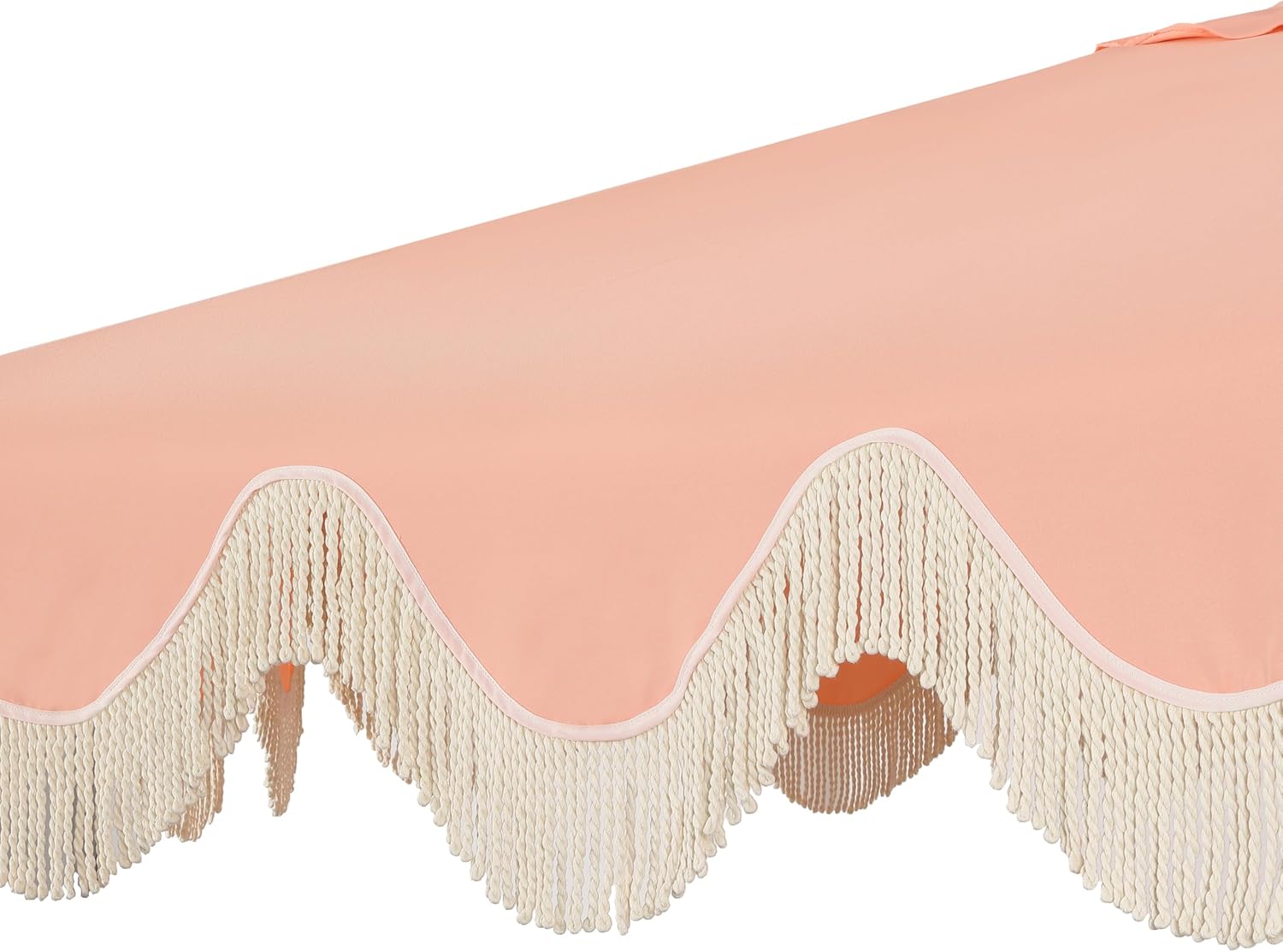 JONATHAN Y UMB1001 Collins 9 ft. Classic Cottage Tassel Market Patio Umbrella with Auto-Tilt  Crank  Wind Vent and UV Protection