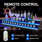 LED Liquor Bottle Display Shelf, 60 inch 3 Step Lighted Acrylic Lighted Bar Shelf for Home, Illuminated Home Bar Shelf, Acrylic Lighted Bottle Display Stand with Remote and APP Control