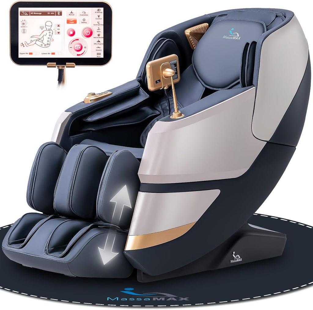 MassaMAX MT339 4D Massage Chair  Full Body Recliner with Auto Footrest  Zero Gravity  OTA Cloud Tech  SL Track  Deep Yoga Stretch  27 Modes  APP  AI Control  and Heating (Magic Black)