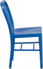 Flash Furniture Commercial Grade Blue Metal Indoor-Outdoor Chair
