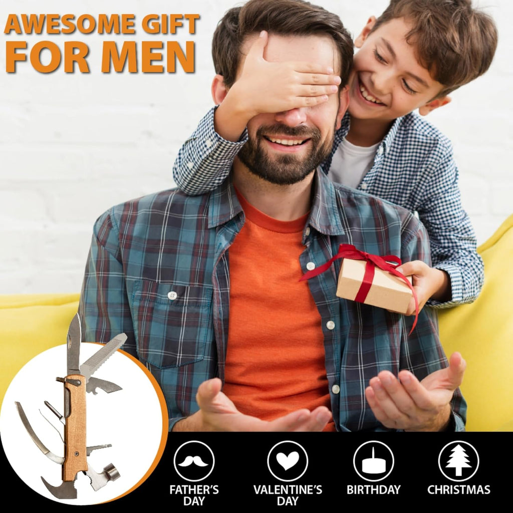 Personalized All in One Survival Tools Hammer Multitool Gifts for Men, Stocking Stuffers for Him, Gifts for Him Husband Dad Grandpa Son for Christmas, Tools For Dad, Mens Birthday