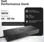 Dell WD19S Docking Station Dual Monitor Bundle - 180W  Supports 4K Display  Dell Dock with 180W Power Supply + Anyhdd 4K HDMI Cable + 4K DisplayPort Cable + USB-C Cable + Microfiber Cloth Included