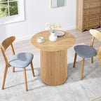 31.5" Small Round Dining Table for 2, Sturdy and Durable Natural Wood Dining Table Round with Fluted Base, Simple Setup Small Kitchen Table for Living Dining Room Office (Natural)