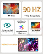 HUIHUANG 11-inch Android 16 Tablet, 32GB RAM + 128GB ROM (1TB Expand), T7280 Octa-Core 2.2GHz Processor, 90Hz FHD+ IPS Display, 8000mAh Battery, Gemini AI, Face ID, Dual Speakers, Fast Charging