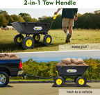 Garden Dump Cart  Heavy-Duty Utility Wagon with 1200 lbs Capacity  6 Cu Ft Bed  12.6" Pneumatic Tires  180° Pivot Steering for Yard  Lawn  and Beach Use