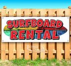 Surfboard Rental Banner 13 oz | Non-Fabric | Heavy-Duty Vinyl Single-Sided with Metal Grommets