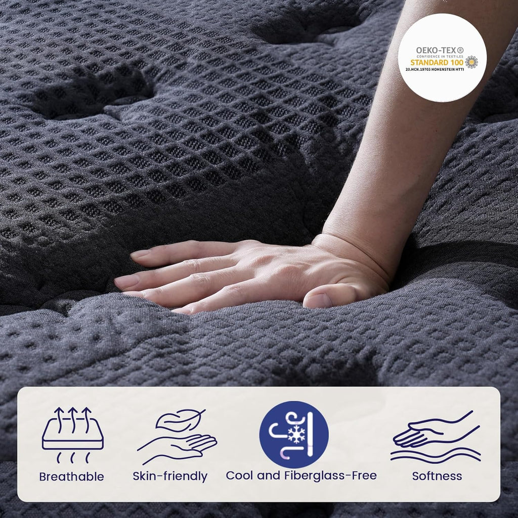 Firm King Size Mattress (High-End Upgraded) Hotel-Level Luxury 14 Inch Hybrid King Mattress in A Box, Cooling-Gel Memory Foam & Pocket Springs, Back Pain, Extra Edge Support, 365-Night Trial