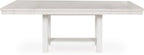 Signature Design by Ashley Robbinsdale Casual Removable Center Leaf Dining Extension Table with Trestle Base, Wood, Ash Veneer, Tabletop with Planked Effect, 2 Removable Center Leaves, Seats 8, White