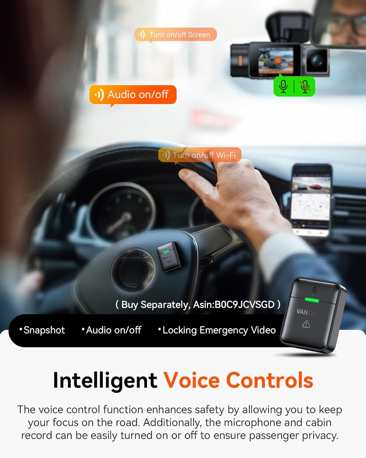 Vantrue N2X 2.7K Dash Cam Front and Inside  5G WiFi Dual Dash Camera for Car with HDR IR Night Vision  STARVIS 2  GPS  2.5K/60FPS  G-Sensor  24/7 Parking Mode  Voice Control  Support 512GB Max