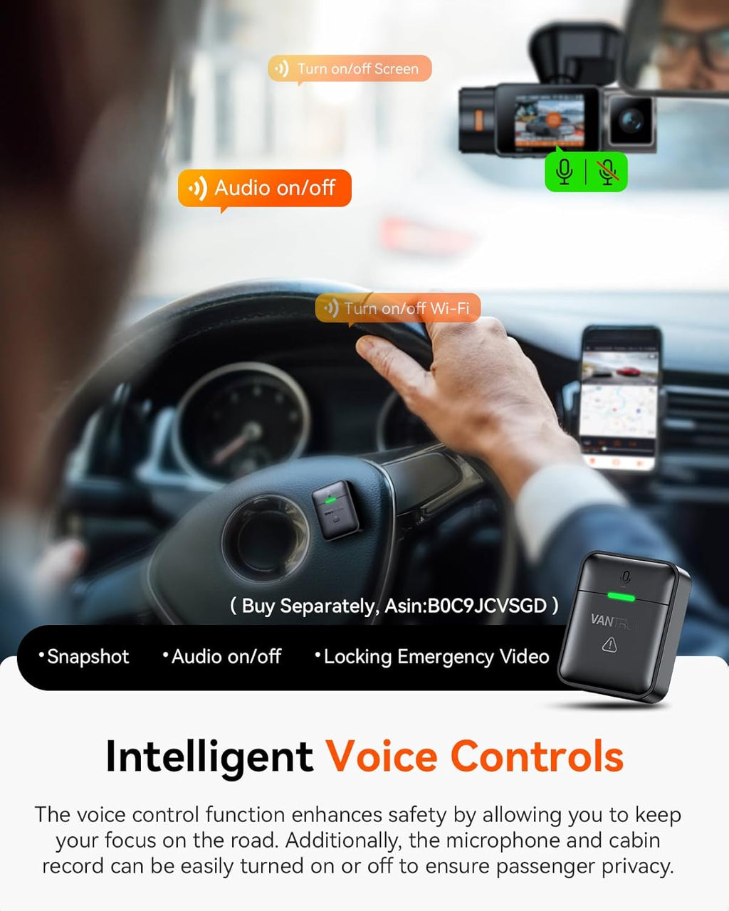 Vantrue N2X 2.7K Dash Cam Front and Inside  5G WiFi Dual Dash Camera for Car with HDR IR Night Vision  STARVIS 2  GPS  2.5K/60FPS  G-Sensor  24/7 Parking Mode  Voice Control  Support 512GB Max