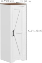 HOMCOM Farmhouse Storage Cabinet with Adjustable Shelf, Single Barn Door Small Bathroom Storage Cabinet for Living Room, Floor Pantry Cabinet, White