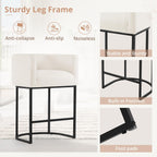 LUE BONA 27" H Counter Height Bar Stools Set of 3, Modern Barrel Counter Stools with Backrest and Arms, Black Metal Frames, Linen Fabric Upholstered Accent Barstools for Kitchen Island, Beige