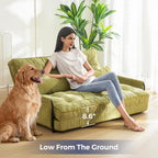 MAXYOYO Adjustable Floor Sofa Couch with 2 Pillows, Multi-Functional Bean Bag Bed, 5-Position Foldable Lazy Sofa Sleeper Bed with Armrest, Versatile Floor Seating for Reading, Green, Double