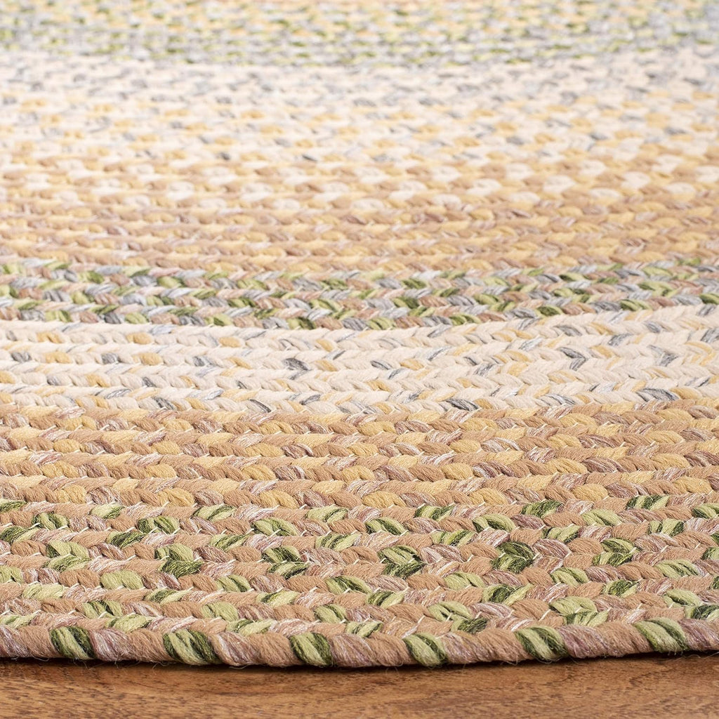 SAFAVIEH Washable Rug Outdoor Braided Collection - 8' x 10' Oval, Tan & Multi, Handmade & Reversible, Non-Shedding & Easy to Clean, Ideal for Patio, Backyard, Mudroom (BRD314A)