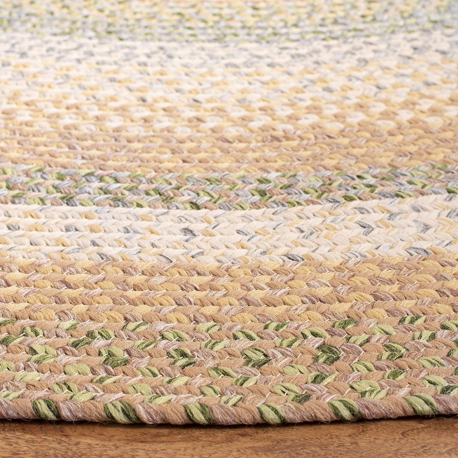 SAFAVIEH Washable Rug Outdoor Braided Collection - 8' x 10' Oval, Tan & Multi, Handmade & Reversible, Non-Shedding & Easy to Clean, Ideal for Patio, Backyard, Mudroom (BRD314A)