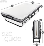 Milliard Deluxe Diplomat Folding Bed with Mattress for Adults, Twin Size, Portable Foldable Bed with Luxurious Memory Foam Mattress & Super Strong Frame, 75” x 38", Fold Up, Roll Away, & Hideaway