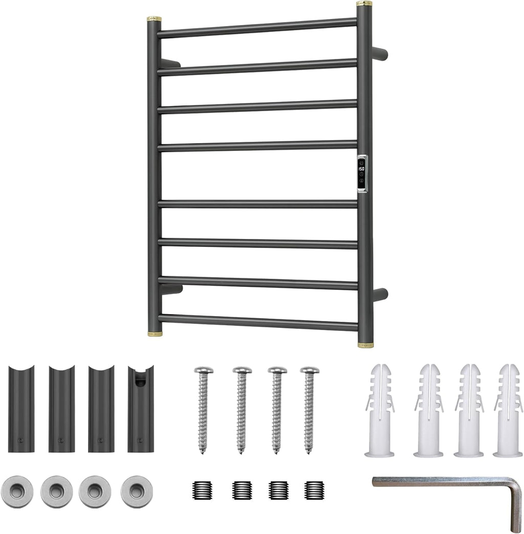 Electric Towel Warmer Rack,Heating Towel Warmer,Timer & Temperature Control,Wall-Mounted Plug-in for Bathroom,Gunmetal Grey,Stainless Steel,8-Bar(27.56x20.87x4.41in)