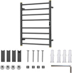 Electric Towel Warmer Rack,Heating Towel Warmer,Timer & Temperature Control,Wall-Mounted Plug-in for Bathroom,Gunmetal Grey,Stainless Steel,8-Bar(27.56x20.87x4.41in)