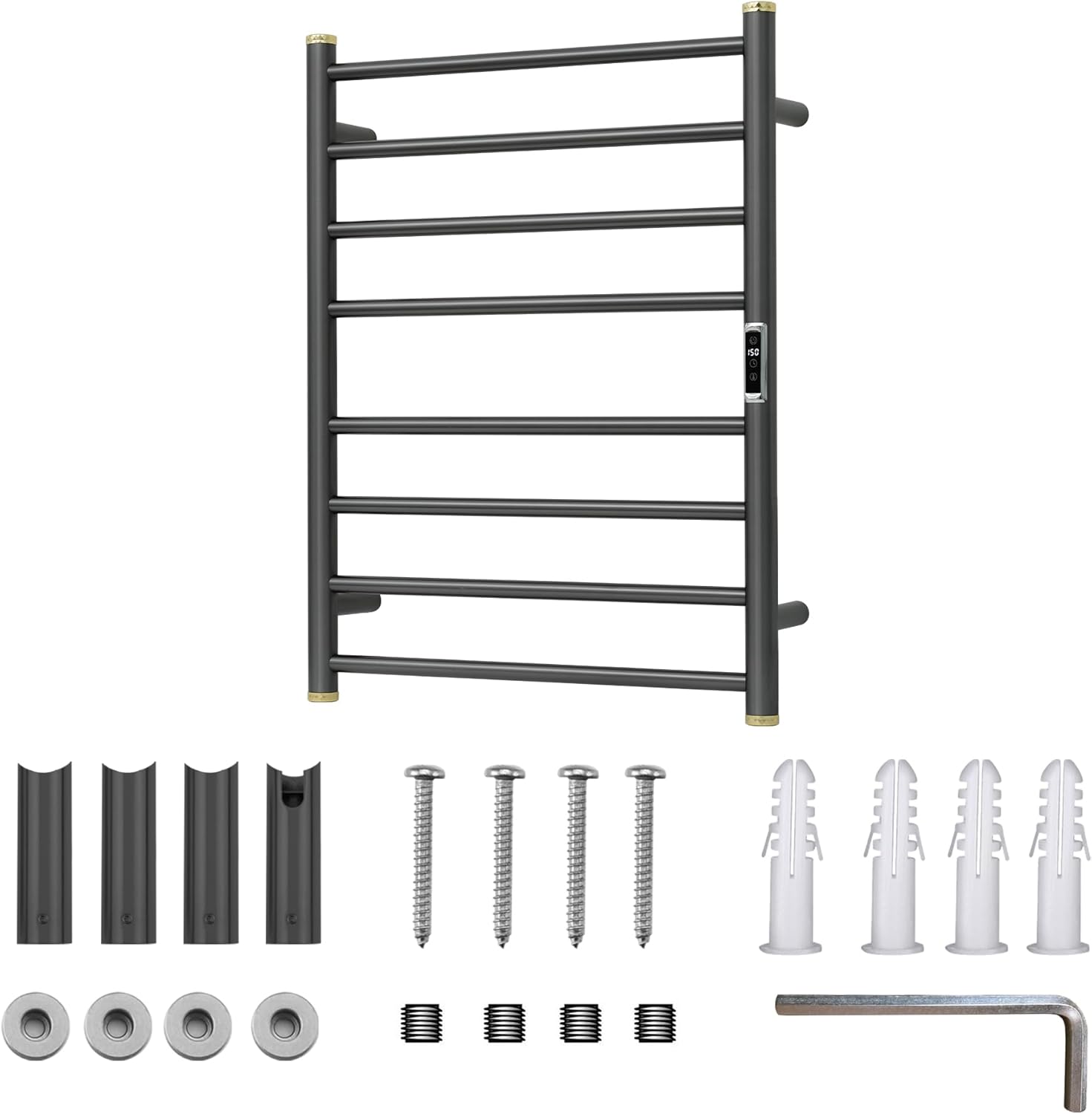 Electric Towel Warmer Rack,Heating Towel Warmer,Timer & Temperature Control,Wall-Mounted Plug-in for Bathroom,Gunmetal Grey,Stainless Steel,8-Bar(27.56x20.87x4.41in)