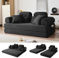 79" Boneless Couch with High Backrest Headrest, Comfy Modular Foldable Floor Sleeper Sofa, 5-in-1 Convertible Sofa Bed for Living Room, Bedroom, Lounge, Studio, Black