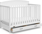 5-in-1 Convertible Baby Bed (with drawers, white) - Green Guardian Gold Certification, built-in baby bed storage drawer, convertible to toddler bed, day bed and full-size bed