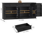 71” Large Sideboard Buffet Cabinet with Storage, Farmhouse Buffet Cabinet with Adjustable Shelves and 3 Door Shelves, Wood Coffee Bar Console Table for Kitchen, Dining Room (Black)