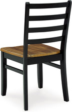 Signature Design by Ashley Blondon Rectangular Dining Room Table Set with 6 Chairs, Chevron Pattern, Tapered Legs, Seats 6, Wood, 60" Long, Brown & Black
