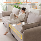 104'' Modular Sectional Sofa with Seats Storage,Oversized L Shaped Couch with Deep Seat,3-Seater Comfy Cloud Couches for Living Room, Movable Ottoman,Chenille,Khaki