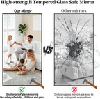 Full Length Mirror, 77"x38" Large Floor Mirror with Stand, Tall Full Body Mirrors for Bedroom, Hanging Mounted for Living Room Cloakroom, Aluminum Alloy Frame, Black