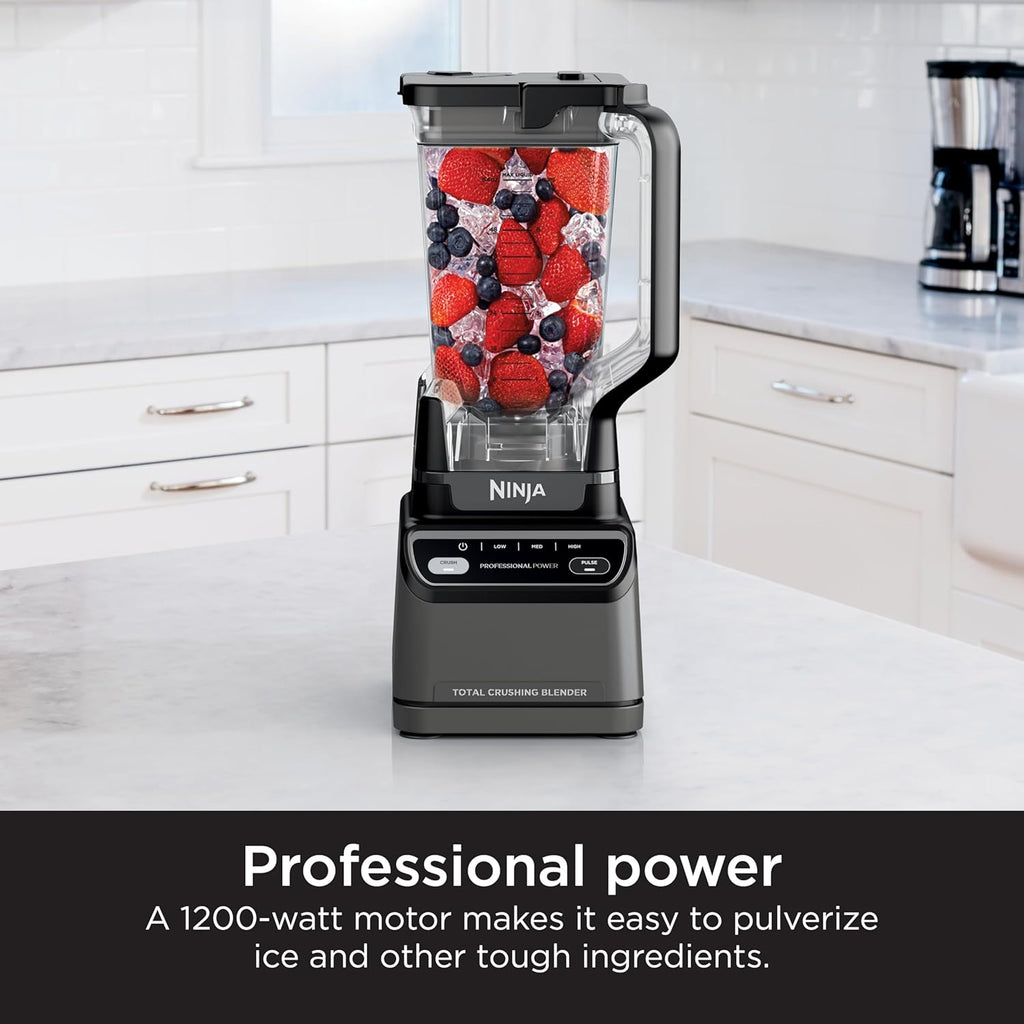 Ninja Professional Blender | Smoothie Blender, Drink Mixer, Grinder, Ice Crusher | Total Crushing™ Technology, Auto-iQ™ Smart Presets, Professional 1200W Power, XL 72oz Pitcher | Dark Grey | BR201AMZ