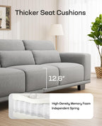 Marsail Single Seater Couch, 40 Inch Sofa with Deep Cushions, Modern Linen Fabric Sofas for Living Room, Comfy Upholstered Couch with Removable Washable Covers, Grey